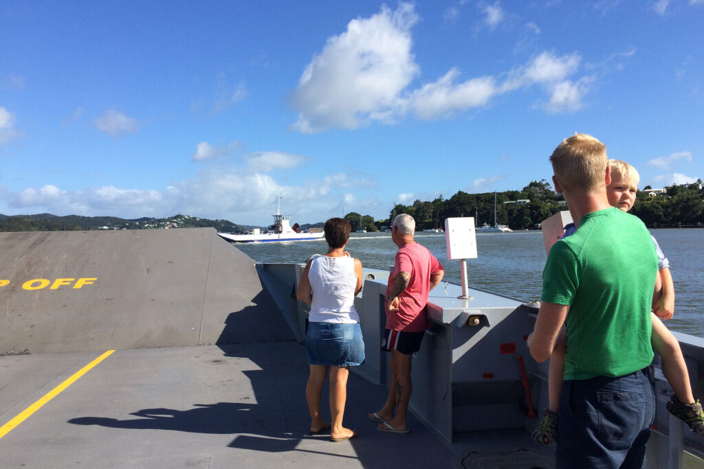 Bay of Islands vehicle ferry passengers taking the car ferry to Russell